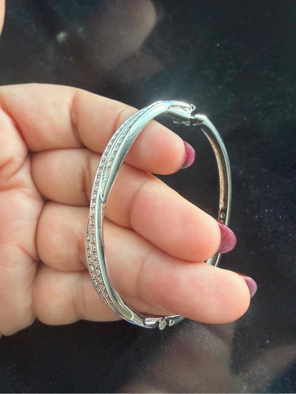 Swarovski Silver-Tone Crystal Bangle Bracelet - Picture 12 of 14